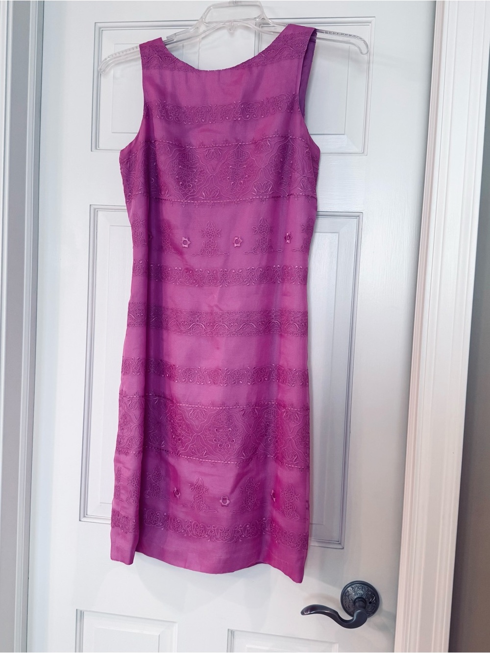 David Warren New York Sleeveless Pink Embroidered Shift Dress